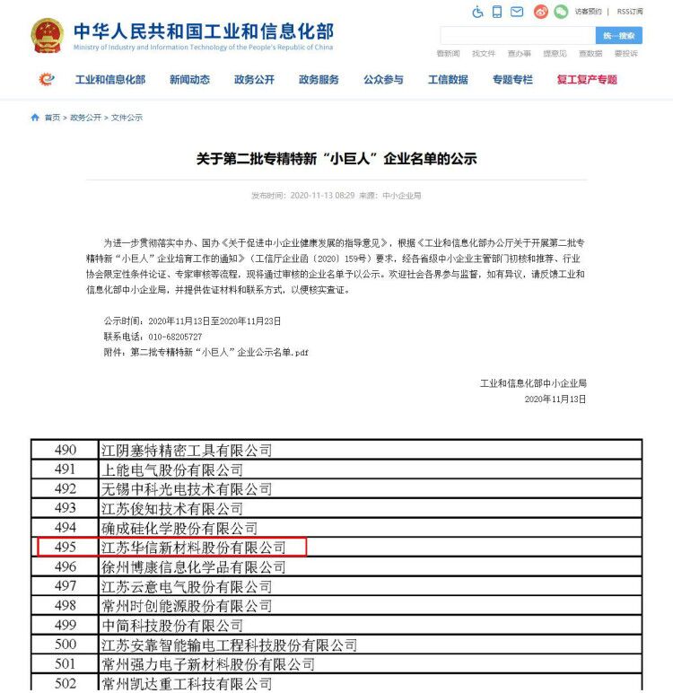Huaxin was awarded the  “little giant” enterprise in innovation